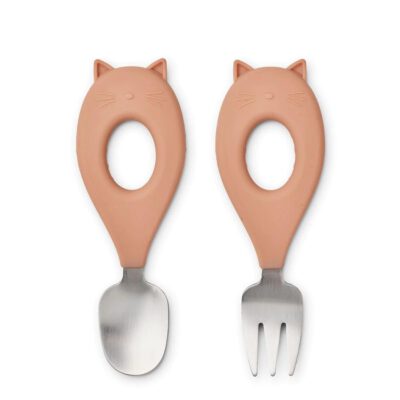 Liewood / Stanley Baby Cutlery / Silicone / Cat Tuscany Rose